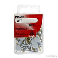 Deltafix punaise staal wit 100st