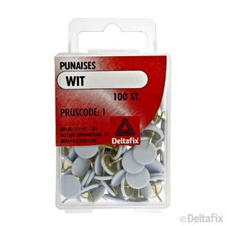Deltafix punaise staal wit 100st