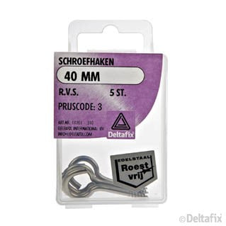 Deltafix schroefhaak RVS 40mm 5st