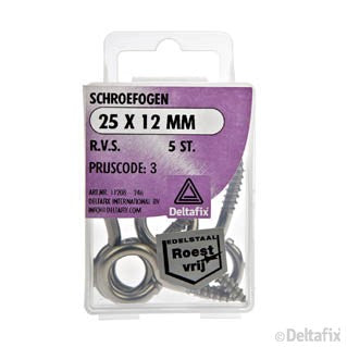 Deltafix schroefoog RVS 25x12mm 5st