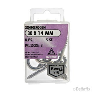 Deltafix schroefoog RVS 30x14mm 5st