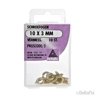 Deltafix schroefoog vermessingd goud 10x3mm 10st
