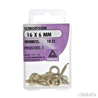 Deltafix schroefoog vermessingd goud 16x6mm 10st