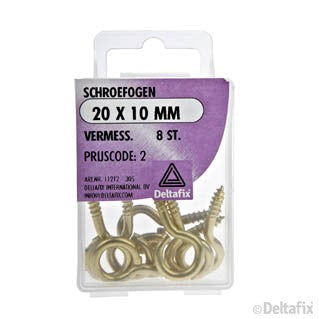 Deltafix schroefoog vermessingd goud 20x10mm 8st