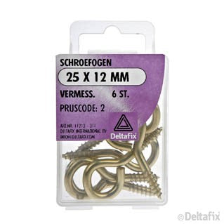 Deltafix schroefoog vermessingd goud 25x12mm 6st