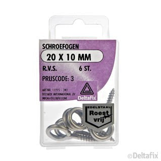 Deltafix schroefoog RVS 20x10mm 6st