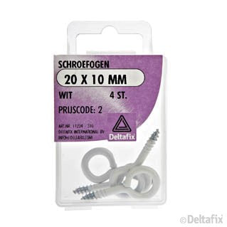 Deltafix schroefoog gecoat metaal wit 20x10mm 4st