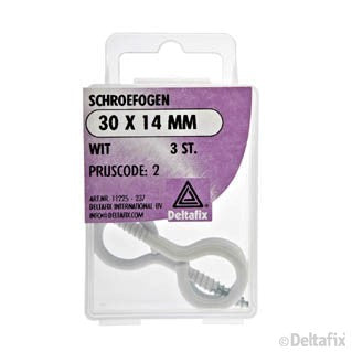 Deltafix schroefoog gecoat metaal wit 30x14mm 3st
