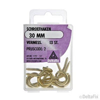 Deltafix schroefhaak vermessingd goud 30mm 13st