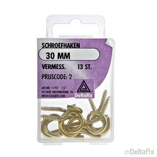 Deltafix schroefhaak vermessingd goud 30mm 13st