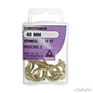 Deltafix schroefhaak vermessingd goud 40mm 11st