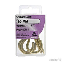 Deltafix schroefhaak vermessingd goud 60mm 8st