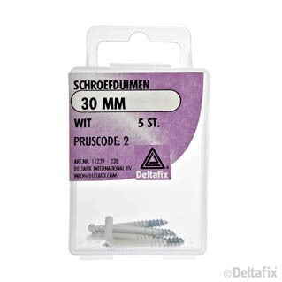 Deltafix schroefduim gecoat metaal wit 30mm 5st