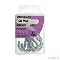 Deltafix waslijnhaak verzinkt zilver 50mm 6st