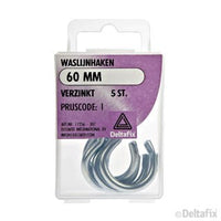 Deltafix waslijnhaak verzinkt zilver 60mm 5st