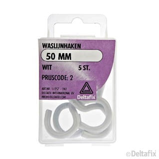 Deltafix waslijnhaak gecoat metaal wit 50mm 5st