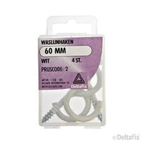 Deltafix waslijnhaak gecoat metaal wit 60mm 4st