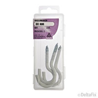 Deltafix waslijnhaak gecoat metaal wit 80mm 3st