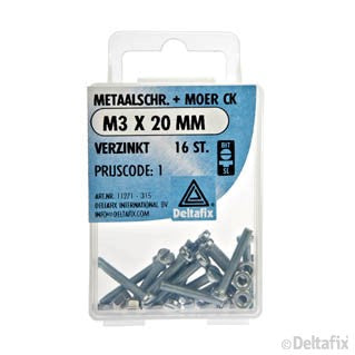 Deltafix metaalschroef cilinderkop M3x20mm 16st