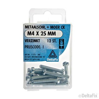 Deltafix metaalschroef cilinderkop M4x25mm 12st