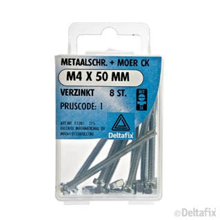 Deltafix metaalschroef cilinderkop M4x50mm 8st