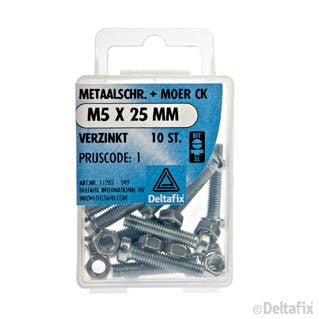Deltafix metaalschroef cilinderkop M5x25mm 10st