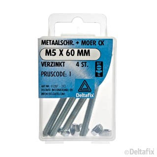 Deltafix metaalschroef cilinderkop M5x60mm 4st