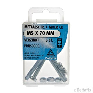Deltafix metaalschroef cilinderkop M5x70mm 5st