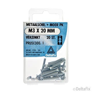 Deltafix metaalschroef platkop M3x20mm 20st