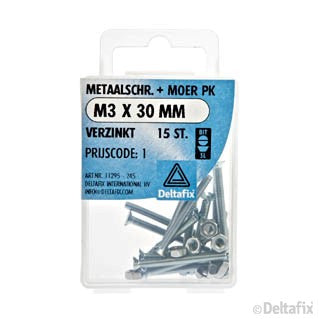 Deltafix metaalschroef platkop M3x30mm 15st
