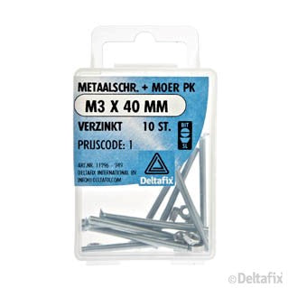 Deltafix metaalschroef platkop M3x40mm 10st