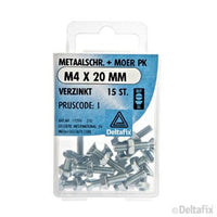 Deltafix metaalschroef platkop M4x20mm 15st