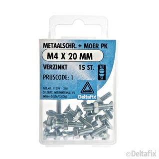 Deltafix metaalschroef platkop M4x20mm 15st