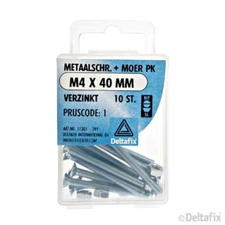 Deltafix metaalschroef platkop M4x40mm 10st