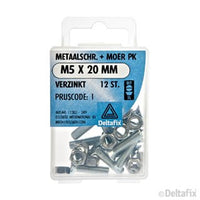 Deltafix metaalschroef platkop M5x20mm 12st
