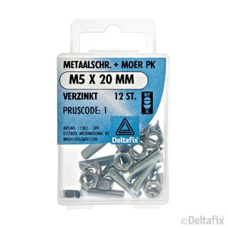 Deltafix metaalschroef platkop M5x20mm 12st