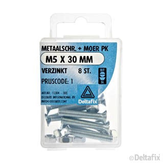 Deltafix metaalschroef platkop M5x30mm 8st