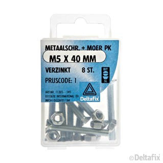 Deltafix metaalschroef platkop M5x40mm 8st