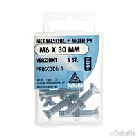 Deltafix metaalschroef platkop M6x30mm 6st