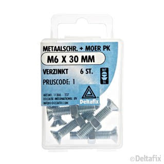 Deltafix metaalschroef platkop M6x30mm 6st