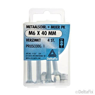 Deltafix metaalschroef platkop M6x40mm 4st