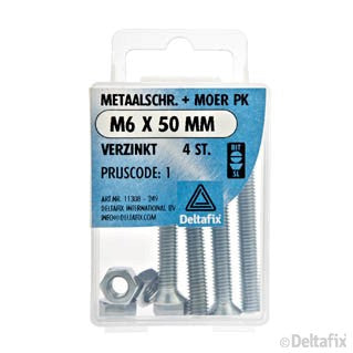 Deltafix metaalschroef platkop M6x50mm 4st