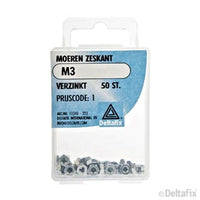 Deltafix zeskantmoer verzinkt staal M3 50st