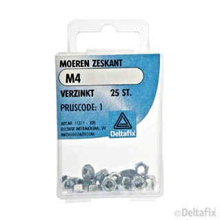 Deltafix zeskantmoer verzinkt staal M4 25st