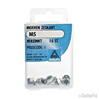 Deltafix zeskantmoer verzinkt staal M5 15st