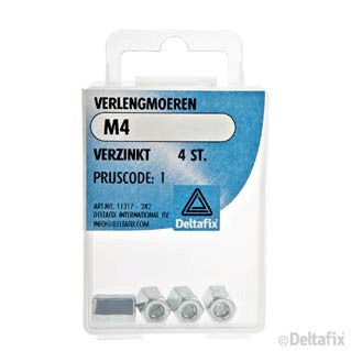 Deltafix verlengmoer verzinkt staal M4 4st