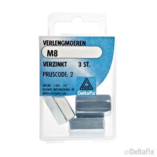 Deltafix verlengmoer verzinkt staal M8 3st