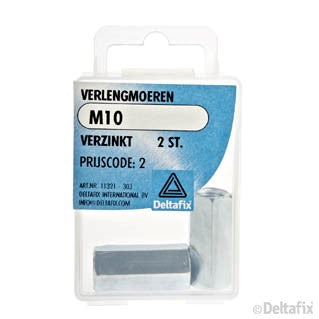 Deltafix verlengmoer verzinkt staal M10 2st