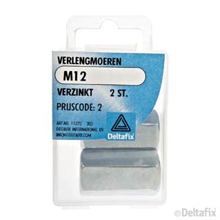 Deltafix verlengmoer verzinkt staal M12 2st