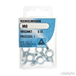 Deltafix vleugelmoer verzinkt staal M8 5st